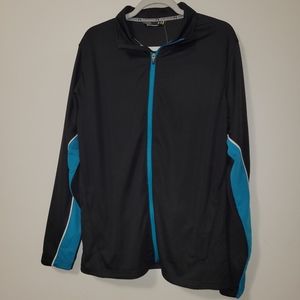 #20 💙 Under Armour black blue light zip up jacket warm up workout shirt